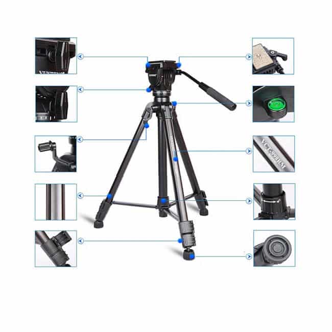 YUNTENG VCT-998 Portable Aluminum Tripod